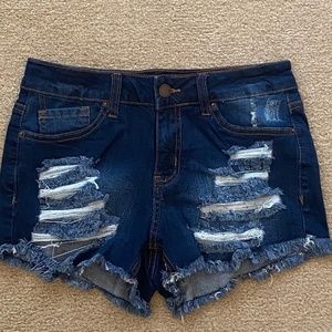 distressed jean shorts